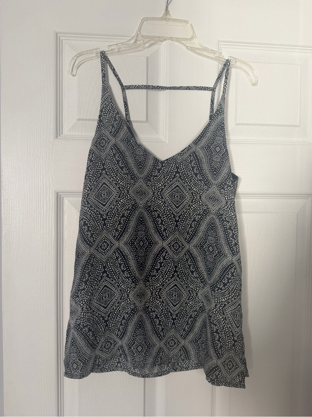 H&M Black and White Diamond-Print Spaghetti Strap Camisole